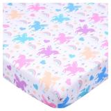 Unicorn Fitted Crib Sheet - 100% Soft Microfiber, 52" x 28" Crib Mattress Sheet, Breathable & Hypoallergenic Baby Bedding with Rainbow Unicorn Design