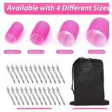 shynek Hair Rollers 48 Pcs Set, 24Pcs Hair Rollers 4 Sizes and 24 Pcs Hair Clips for Long Medium Short Hair (Pink)