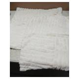 All Smiles Couch Decorative Throw Pillow Covers 26X26 Set of 2 Faux Fur Plush Soft Fluffy Velvet Cushion Case Cozy Fuzzy Striped Pillowcase Home Decor for Sofa Living Room Bedroom,Cream White - Retail