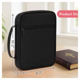 Bible Cover with Durable Handle,Carrying Book Case Church Bag Bible, Protective with Zippered Pocket,Bible Study Accessories Supplies,Gift for Mother Lady Women Men(Black)