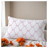 Fuasei Pink Coquette Bow Pillow Covers 12x20, Preppy Bow Room Decor, Preppy Pink Pillow Covers, Girly Bedroom Dorm Decor, Coquette Stuff