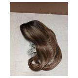 HVVZOY Hair Toppers for Women with Thinning Hair, 360° 3D Toppers Hair Pieces for Women Side Part Clip in Bangs 18 Inch Curly Wavy (Dark brown mixed with white and light brown, 3D Side Bangs)