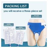 Wearable Urine Collector with Silicone Urine Pouch Breathable Fixing Pants Urinary Drainage Bags 2000ml and 1000ml 1.2M Catheter for Long Time Use, Elderly Men Blue