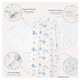 ZIGJOY Sleep Sack Swaddle 1.0 Tog Baby Wearable Blanket 100% Cotton Baby Swaddle Blanket for Newborns 0-6 Months Ocean&Pink