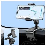 NADRQQE Multifunctional Car Dashboard Mobile Phone Holder, 360 Degree Rotation Universal Dash Clip Cellphone Mount for 4-7 inch Smartphones (Black)