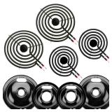 W10290350 W10290353 Porcelain Burner Drip Pan Bowls & MP22YA Electric Range Burner Element Unit Set by Cenipar-Compatible with Whirl-pool Frigi-daire Ama-na Range Oven/Stove - Retail: $50