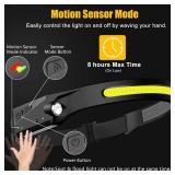 Headlamp Rechargeable 2PCS, 230° Wide Beam Head Lamp LED with Motion Sensor for Adults - Camping Accessories Gear, Waterproof Head Light Flashlight for Hiking, Running, Repairing, Fishing, Cycling