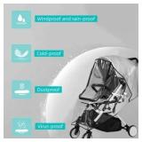 Universal Clear Baby Stroller Weather Shield - Waterproof Rain Cover Protection for Snow, Wind, Rain - Safe Material Travel Stroller Cart Accessory