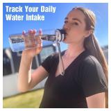 OLDLEY Water Bottle, 32oz Motivational Sports Water Bottle with Time Marker - Times to Drink - Tritan, BPA Free, Wide Mouth Leakproof, Clear (1 Bottle)