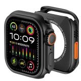 amBand for Apple Watch Series 10 11 46mm Metal Case Men, W1 Rugged Protective Bumper [Turn iWatch into Ultra 3/2/1 Look] with Back Cover, Upgrade Conversion Kit Stylish Protector 46 mm - Black