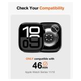 amBand for Apple Watch Series 10 11 46mm Metal Case Men, W1 Rugged Protective Bumper [Turn iWatch into Ultra 3/2/1 Look] with Back Cover, Upgrade Conversion Kit Stylish Protector 46 mm - Black