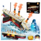 INSOON Titanic Building Set with Light, 2 in 1 Titanic Ship 3.6mm Mini Building Block 1883 PCS, Ship Model with Glacier Display Stand, Building Brick Toy Gift for Adults Teens Boys Girls 10 11 12+