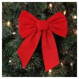 Set of 13 Red Velvet Festive Holiday Christmas Bows - Perfect as Tree Ornaments - Tree Filler - Decorative Ornaments - Perfect for Preparing for The Holidays!