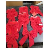 Set of 13 Red Velvet Festive Holiday Christmas Bows - Perfect as Tree Ornaments - Tree Filler - Decorative Ornaments - Perfect for Preparing for The Holidays!