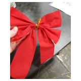 Set of 13 Red Velvet Festive Holiday Christmas Bows - Perfect as Tree Ornaments - Tree Filler - Decorative Ornaments - Perfect for Preparing for The Holidays!