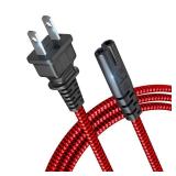 Power Cord, 10FT/3M Goalfish AC Power Cable 7A 125V TV Power Cord 18AWG Braided 2 Prong Power Cable Replacement for PS5, PS4, PS3, Xbox, Speaker, Monitor, Samsung LG TV, Printer, Camera -Red