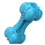 SCHITEC Squeaky Dog Chew Toy, Tough Durable Natural Rubber Bone with Toothbrush, Indestructible for Aggressive Chewers Large Medium Breed Teeth Cleaning