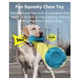 SCHITEC Squeaky Dog Chew Toy, Tough Durable Natural Rubber Bone with Toothbrush, Indestructible for Aggressive Chewers Large Medium Breed Teeth Cleaning