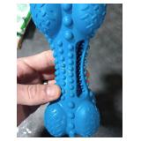 SCHITEC Squeaky Dog Chew Toy, Tough Durable Natural Rubber Bone with Toothbrush, Indestructible for Aggressive Chewers Large Medium Breed Teeth Cleaning