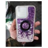NGB Designed for iPhone 14 Pro-Max Case, Purple | Magnetic Compatible with MagSafe | Glitter Liquid Sparkle Cute Cover for Women Girls | with Screen Protector & Wrist Strap