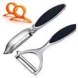Vegetable Peeler, Potato Peelers for Kitchen Stainless Steel Multi-function Set Fruit Peeler For Kitchen and Household Tools Y & I Shape Swivel Blades with 2 Orange Citrus Peelers