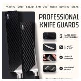 Asaya Professional Knife Edge Guards - Two Chef Blade Covers - 8.5 x 2 and 10.5 x 2 - Extra Strength, ABS Plastic and BPA-Free Felt Lining, non-Toxic and Food Safe - Knives Not Included (2 Piece L)