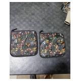 Retro Mushroom Pot Holders Set of 2, Kitchen Heat Resistant Forest Plant Moth Potholder for Microwave Cooking Baking Oven End Dishes and BBQ