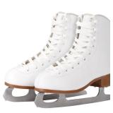 AhmyLion Figure Ice Skates for Beginners - White Comfortable Leather Ice Skates for Women, Men, Boys & Girls (Size Up 1 Size) (White, Womens Size-8/Mens Size 6.5)