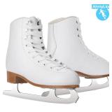 AhmyLion Figure Ice Skates for Beginners - White Comfortable Leather Ice Skates for Women, Men, Boys & Girls (Size Up 1 Size) (White, Womens Size-8/Mens Size 6.5)