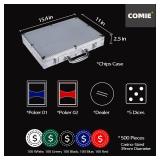 Comie Poker Chips,500PCS Poker Chip Set with Aluminum Travel Case,11.5 Gram Poker Set for Texas Holdem Blackjack Gambling