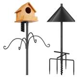 Bird Feeders Pole, House Pole 92 Inch, Adjustable Heavy Duty Feeder Stand Feeding Station with Sturdy Anchor Squirrel Proof Baffle for Watching (Bird Not Included)