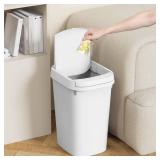 KSSKSS 3 Pack Bathroom Small Trash Can with Lid, 2.6 Gallon Slim Garbage Bin with Pop-Up Lid, 10L Plastic Wastebasket for Bedroom, Office, Kitchen, Toilet (Three Colors)