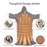 ESTINGO Wearable Electric Throw Heated Blanket with Foot Pocket, Heated Electric Blanket with Sleeves, 6 Heating Levels and 1-4H Timer, Heated Hoodie Women for Mom Grandma 50x70 Grey