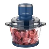 La Reveuse Food Processor,Electric Food Chopper with 7-Cup (1.7L) Glass Bowl, 4 Bi-Level Blades for Chopping,Grinding,Mincing,Whisking,Meal Prep,300W,Blue