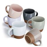 Morandi Color Ceramic Coffee Mugs Set of 6 (Large),18 oz Coffee Cups with Handle, Latte Mug, Big Mug for Women, Men, Great for Tea Hot Chocolate, Microwave Safe, Modern, Unique Style for Any Kitchen