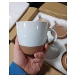 Morandi Color Ceramic Coffee Mugs Set of 6 (Large),18 oz Coffee Cups with Handle, Latte Mug, Big Mug for Women, Men, Great for Tea Hot Chocolate, Microwave Safe, Modern, Unique Style for Any Kitchen