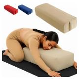 Rectangular Yoga Bolster Pillow for Meditation, Yoga & Back Support Soft Meditation Cushion with Removable Hand Wash Cotton Cover & Carry Handle (beige)