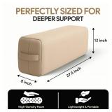 Rectangular Yoga Bolster Pillow for Meditation, Yoga & Back Support Soft Meditation Cushion with Removable Hand Wash Cotton Cover & Carry Handle (beige)