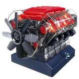 Playz V8 Combustion Engine Model Kit That Runs - Build Your Own STEM Mini V8 Model Engine Kit for Adults & Kids Age 12+, Visible V8 Mini Engine Kit That Works for Adult w/ 270 STEM Parts