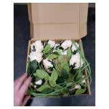 Amore Florals 12 Pcs White Roses Artificial Flowers -20 Silk Roses Bouquet, Fake Roses Long Stem for Arrangement Wedding Centerpiece Valentine