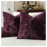MIULEE Velvet Throw Pillow Covers Set of 2, Soft Neutral Decorative Pillow Cases with Luxurious Textured Vintage Cushion Covers for Home Decor Couch Sofa Bed,Purple 18x18 inch