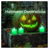 LANKER 24 Pack Flameless Led Tea Lights Candles, Flickering Green Battery Operated Electronic Fake Candles, Decorations for Party, Christmas, Halloween and Festival Celebration (Green)