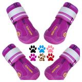 QUMY Dog Shoes for Large Dogs, Medium Dog Boots & Paw Protectors for Winter Snowy Day, Summer Hot Pavement, Water-Resistant in Rainy Weather, Outdoor Walking, Indoor Hardfloors Skid-Resistant Sole