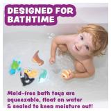 Tub Works Marine Mold Free Bath Toys, 6 Pack | Sealed, No Hole Bath Toys Design Keeps Moisture Out | Soft, Squeezable & Float on Water | Easy-Grip Baby & Toddler Bath Toy Set | Great Baby Pool