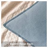 MIULEE Decorative Linen Pillow Covers 18x18 Inch Blue Grey Boho Farmhouse Neutral Couch Throw Pillows for Bed Pack of 2 Accent Coastal Modern Pillowcase Summer Sofa Livingroom Home Decor