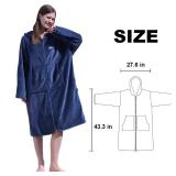 Hiturbo Surf Poncho Zipper Towel Hoodie: Oversized Hooded Wetsuit Changing Robe with Pocket - Plush Coral Fleece Swimwear for Home Beach Pool Bath - Navy