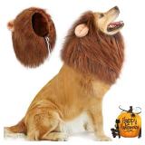 Vivifying Lion Mane for Dog, Adjustable Halloween Lion Costume Wig with Ears for Medium and Large Dogs, Realistic & Funny Accessory Perfect for Parties and Photoshoots (Large, Brown&Black)