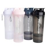 Smartshake Slim 4-Pack Protein Shaker Bottle 400 ml | 13.5 oz Storage Included - Leakproof Screw-on Lid - BPA Free Unisex - Black, White, Stormy Gray, Cotton PINK MISSING LID