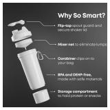 Smartshake Slim 4-Pack Protein Shaker Bottle 400 ml | 13.5 oz Storage Included - Leakproof Screw-on Lid - BPA Free Unisex - Black, White, Stormy Gray, Cotton PINK MISSING LID