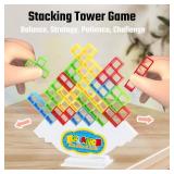 64 Pcs Stacking Tower Game with 22 Cards, Giant Tumble Balance Game for Kids, Family Games for Kids and Adults, Ideal Gifts for Teen Boys & Girls, Party Board Game for Kids 6-12 & Adults